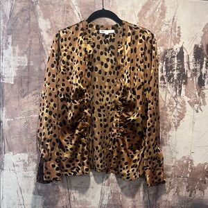 Leopard Print Satin Blouse